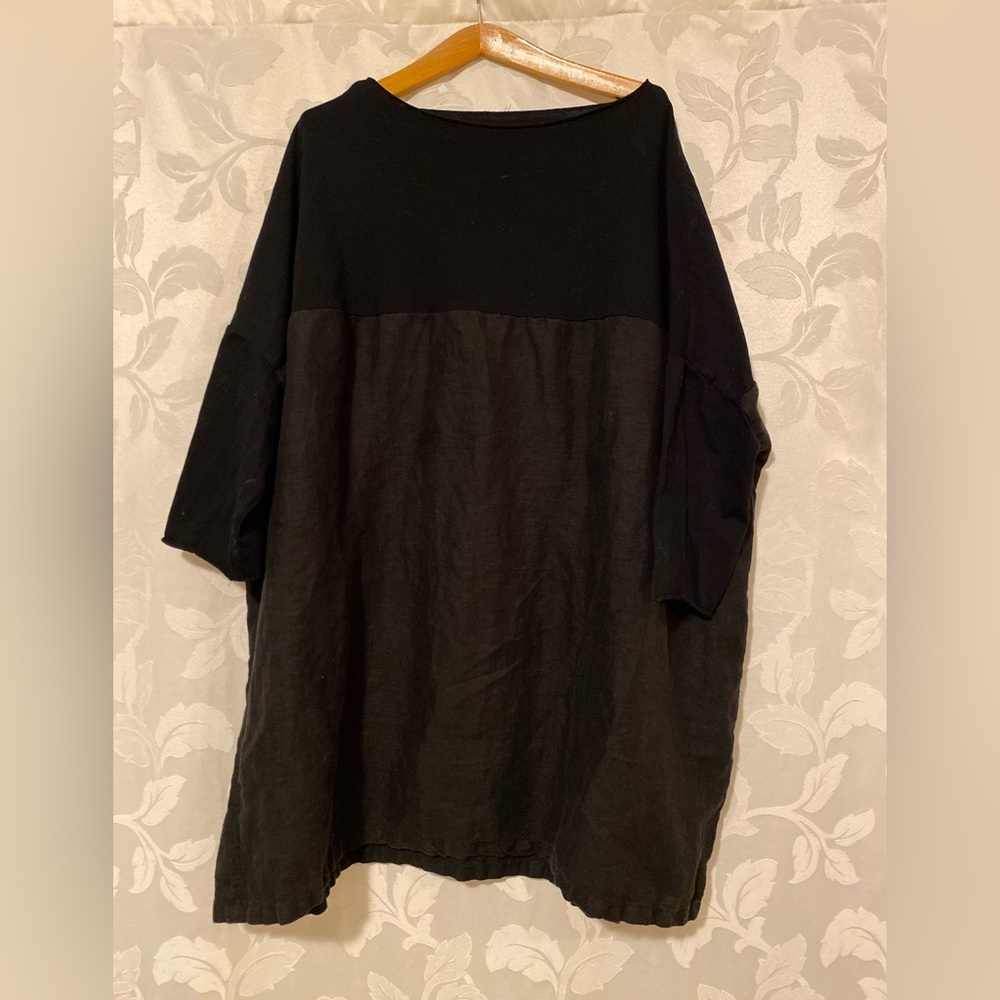 Black linen oversized blouse